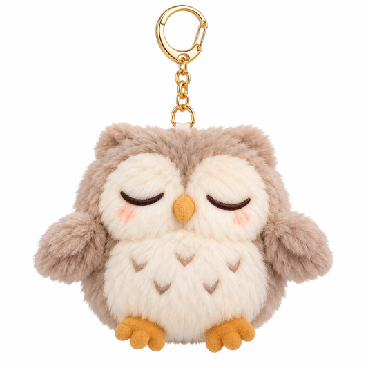 Sleepy Owl Plush Keychain