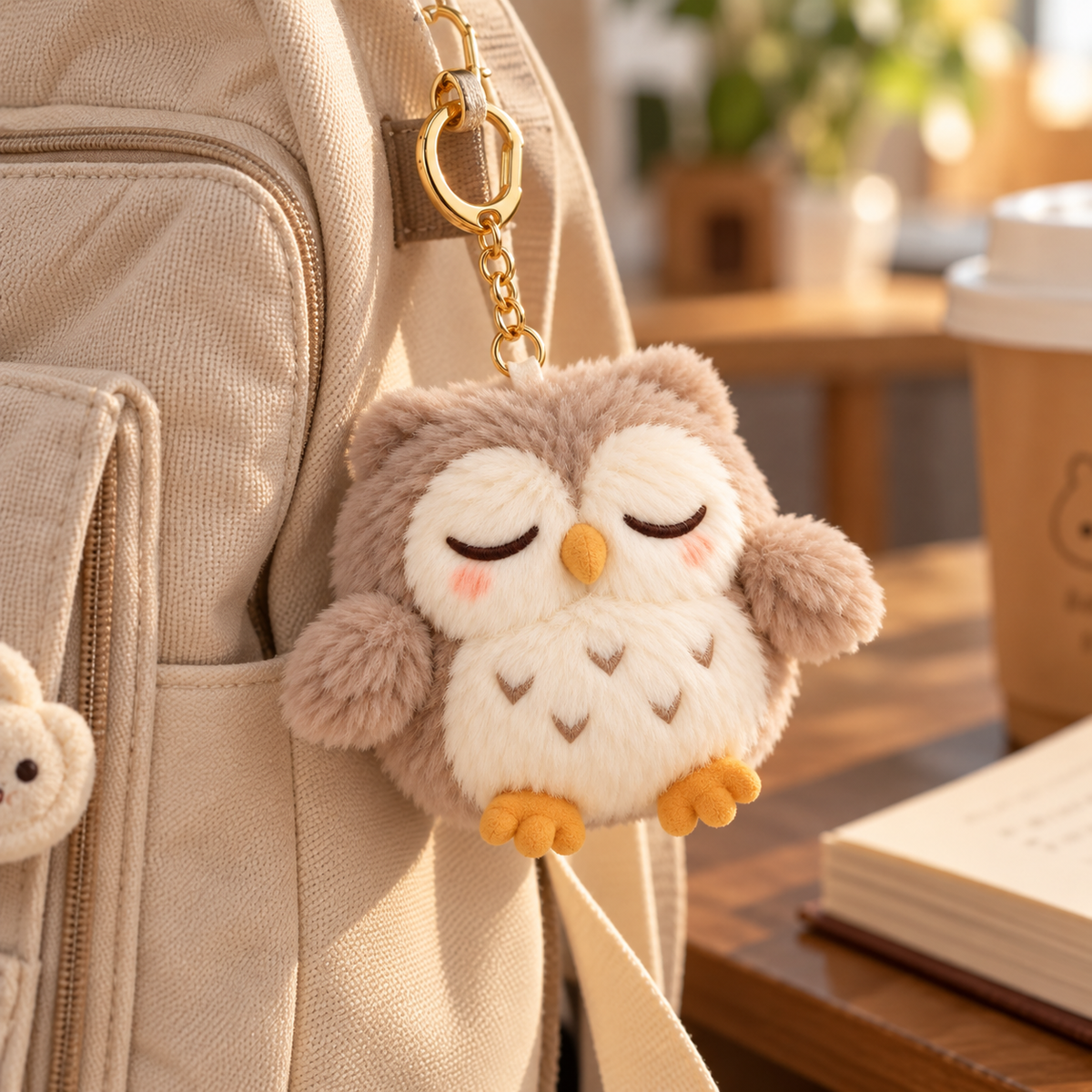Sleepy Owl Plush Keychain