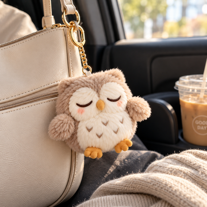 Sleepy Owl Plush Keychain