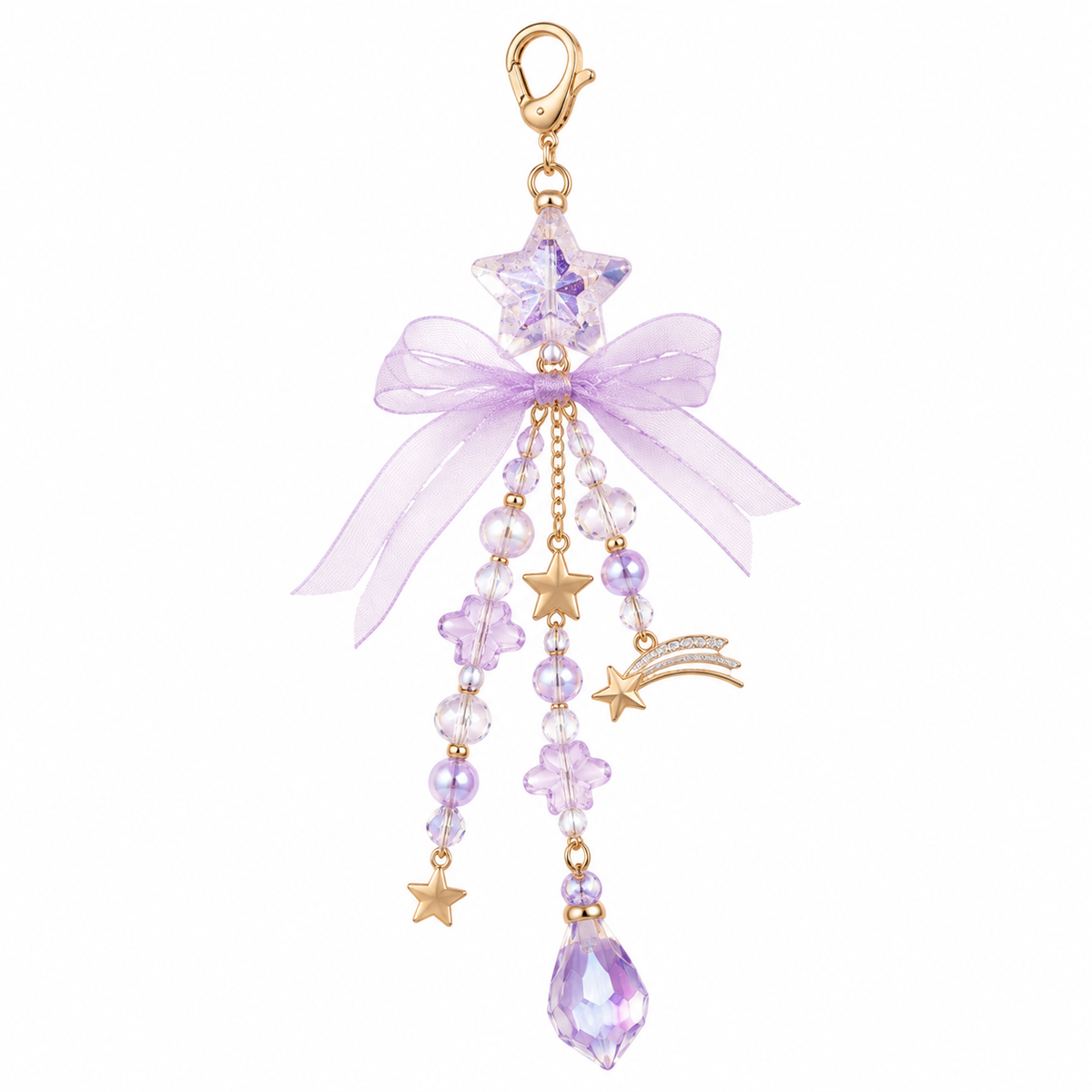 Purple Shooting Star Beaded Bag Charm