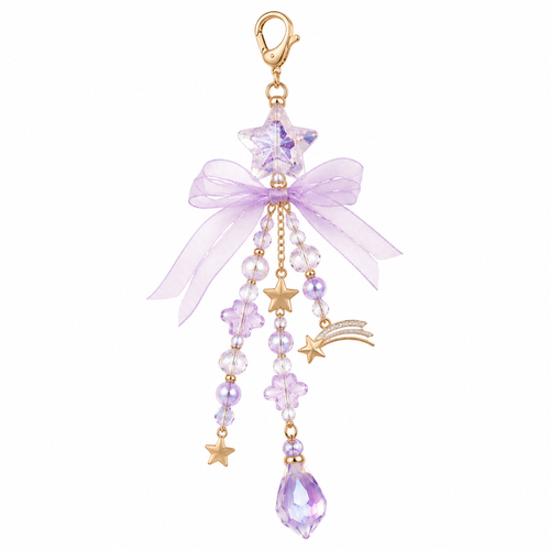 Purple Shooting Star Beaded Bag Charm
