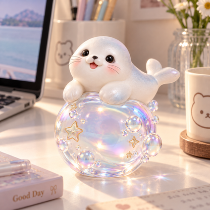 Cute Seal on Bubble Figurine