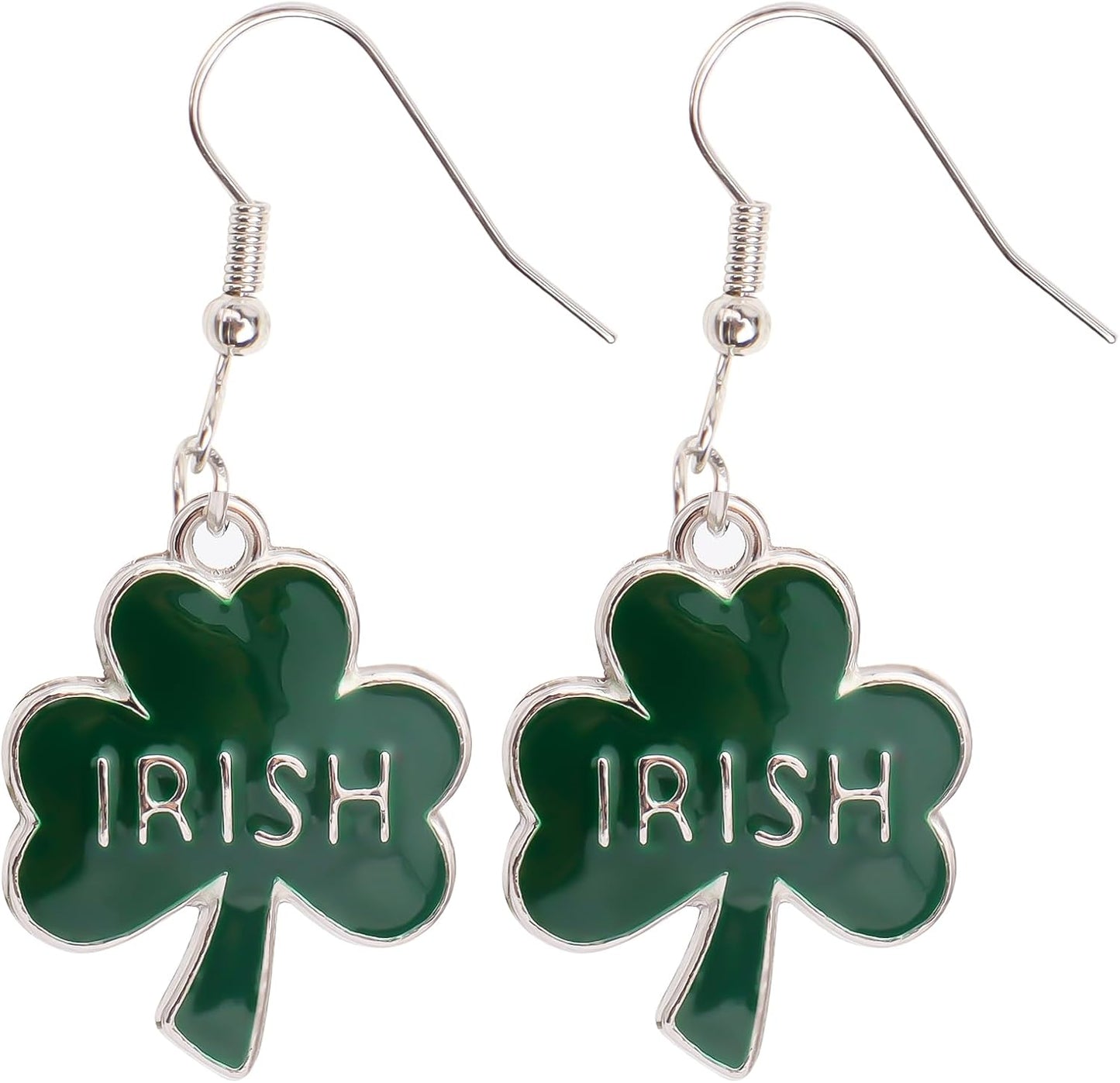 Green Shamrock Dangle Earrings for Women, St. Patrick's Day Accessories Good Luck Hoop Earrings