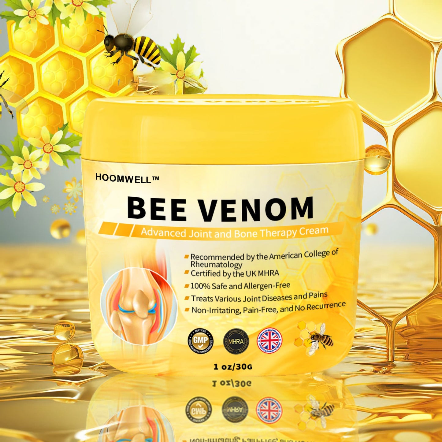 HOOMWELL™ Bee Venom Advanced Joint and Bone Healing Cream  (New Zealand Bee Extract - specializing in orthopedic conditions)
