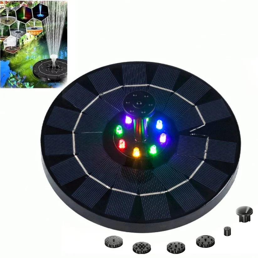 Solar Fountain, Solar Powered Bird Bath Fountain Pump with 4 Nozzles 1.4W Solar Panel Kit Water Pump, Outdoor Watering Submersible Pump for Pond, Pool, Garden, Fish Tank